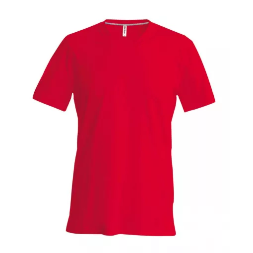 Férfi póló Kariban KA357 Rövid Ujjú v-nyakú póló -2XL, Red