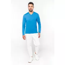 Férfi póló Kariban KA358 Hosszú Ujjú v-nyakú póló -3XL, White