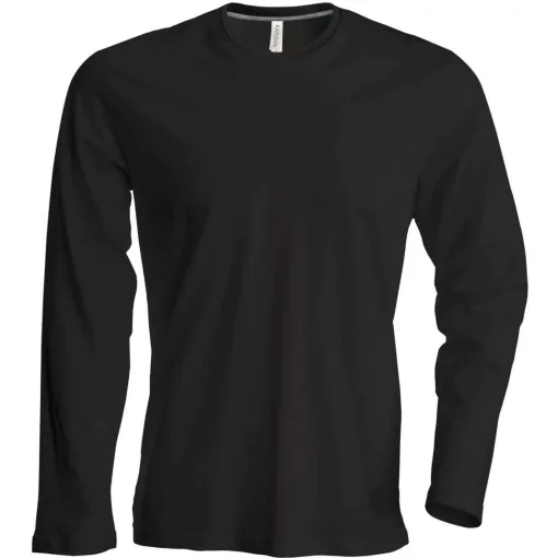Férfi póló Kariban KA359 Hosszú Ujjú Környakú póló -2XL, Black