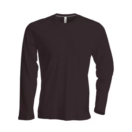 Férfi póló Kariban KA359 Hosszú Ujjú Környakú póló -2XL, Chocolate