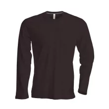Férfi póló Kariban KA359 Hosszú Ujjú Környakú póló -4XL, Chocolate