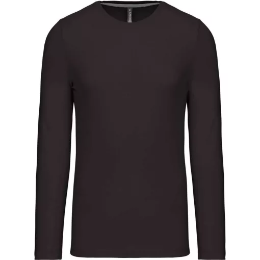 Férfi póló Kariban KA359 Hosszú Ujjú Környakú póló -4XL, Dark Grey