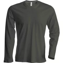   Férfi póló Kariban KA359 Hosszú Ujjú Környakú póló -4XL, Forest Green