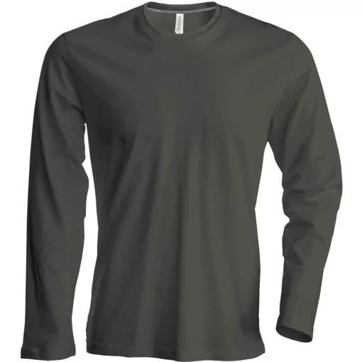 Férfi póló Kariban KA359 Hosszú Ujjú Környakú póló -L, Forest Green