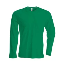 Férfi póló Kariban KA359 Hosszú Ujjú Környakú póló -2XL, Kelly Green