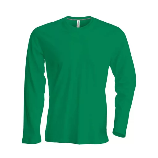 Férfi póló Kariban KA359 Hosszú Ujjú Környakú póló -2XL, Kelly Green