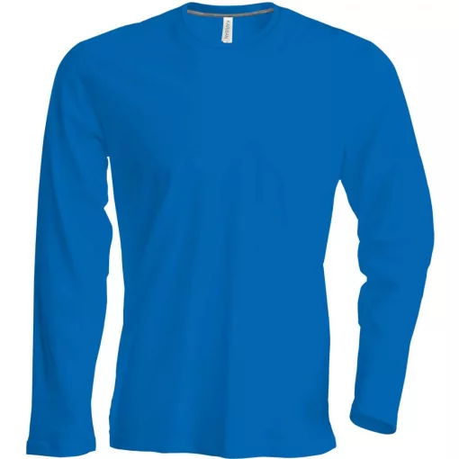 Férfi póló Kariban KA359 Hosszú Ujjú Környakú póló -S, Light Royal Blue