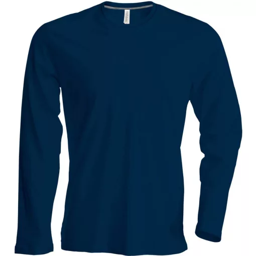Férfi póló Kariban KA359 Hosszú Ujjú Környakú póló -2XL, Navy