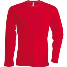 Férfi póló Kariban KA359 Hosszú Ujjú Környakú póló -4XL, Red