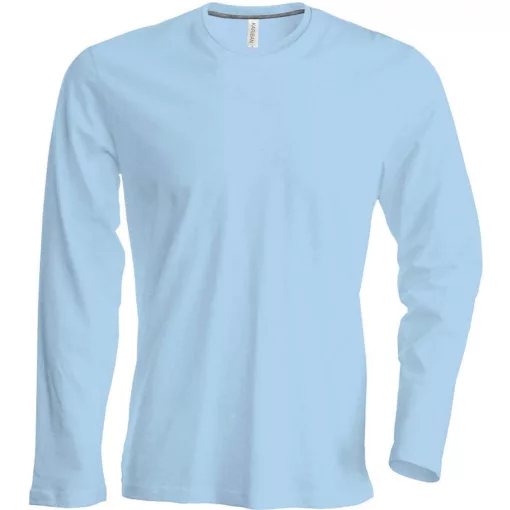Férfi póló Kariban KA359 Hosszú Ujjú Környakú póló -4XL, Sky Blue