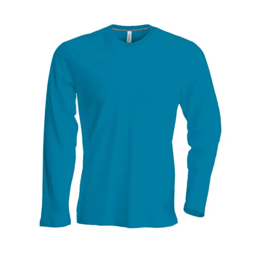 Férfi póló Kariban KA359 Hosszú Ujjú Környakú póló -3XL, Tropical Blue