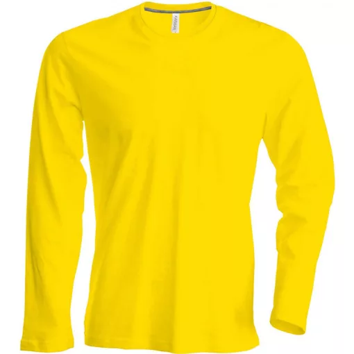 Férfi póló Kariban KA359 Hosszú Ujjú Környakú póló -2XL, Yellow