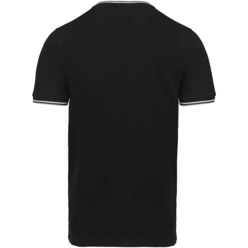 Férfi póló Kariban KA374 v-nyakú piqué póló -S, Black/Light Grey/White
