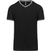 Férfi póló Kariban KA374 v-nyakú piqué póló -XL, Black/Light Grey/White