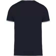 Férfi póló Kariban KA374 v-nyakú piqué póló -XL, Navy/Light Grey/White