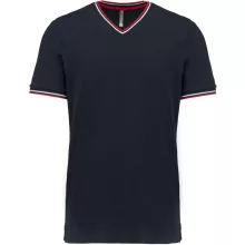Férfi póló Kariban KA374 v-nyakú piqué póló -M, Navy/Red/White
