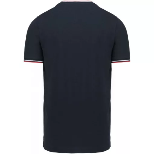 Férfi póló Kariban KA374 v-nyakú piqué póló -M, Navy/Red/White