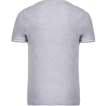 Férfi póló Kariban KA374 v-nyakú piqué póló -L, Oxford Grey/Navy/White