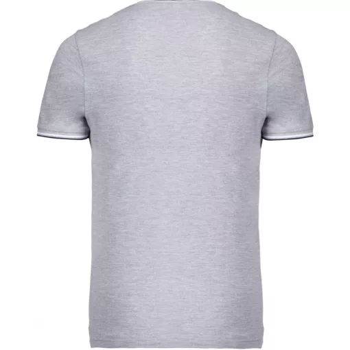 Férfi póló Kariban KA374 v-nyakú piqué póló -L, Oxford Grey/Navy/White