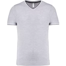 Férfi póló Kariban KA374 v-nyakú piqué póló -S, Oxford Grey/Navy/White