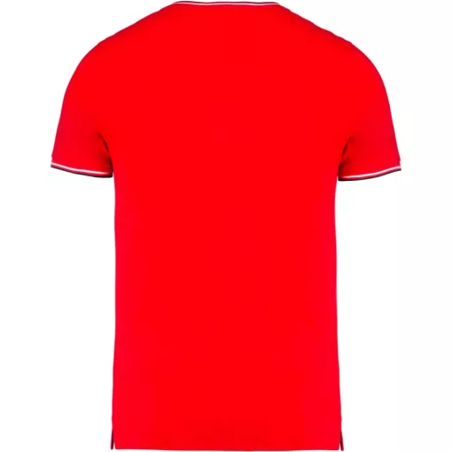 Férfi póló Kariban KA374 v-nyakú piqué póló -M, Red/Navy/White