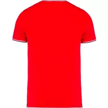Férfi póló Kariban KA374 v-nyakú piqué póló -S, Red/Navy/White