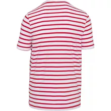 Férfi póló Kariban KA378 Csíkos Rövid Ujjú Zsebestengerész póló -3XL, Striped White/Re
