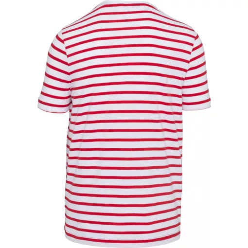 Férfi póló Kariban KA378 Csíkos Rövid Ujjú Zsebestengerész póló -S, Striped White/Red