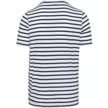 Férfi póló Kariban KA378 Csíkos Rövid Ujjú Zsebestengerész póló -XL, Striped White/Nav