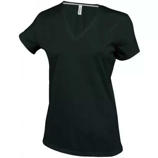 Női póló Kariban KA381 Rövid Ujjú v-nyakú póló -XL, Black