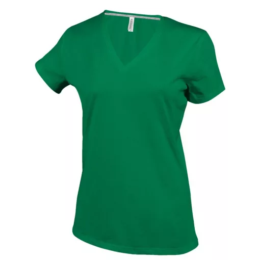 Női póló Kariban KA381 Rövid Ujjú v-nyakú póló -3XL, Kelly Green