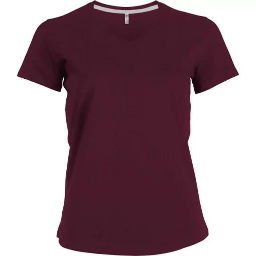 Női póló Kariban KA381 Rövid Ujjú v-nyakú póló -2XL, Wine