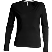 Női póló Kariban KA382 Hosszú Ujjú v-nyakú póló -L, Black