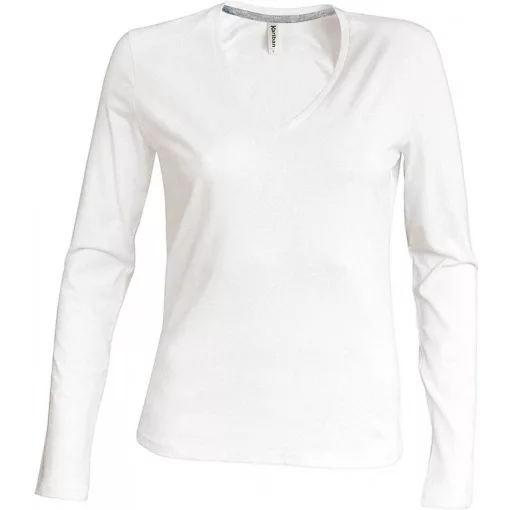 Női póló Kariban KA382 Hosszú Ujjú v-nyakú póló -XL, White