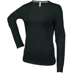   Női póló Kariban KA383 Hosszú Ujjú Környakú póló -XL, Black