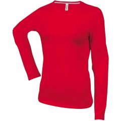   Női póló Kariban KA383 Hosszú Ujjú Környakú póló -2XL, Red