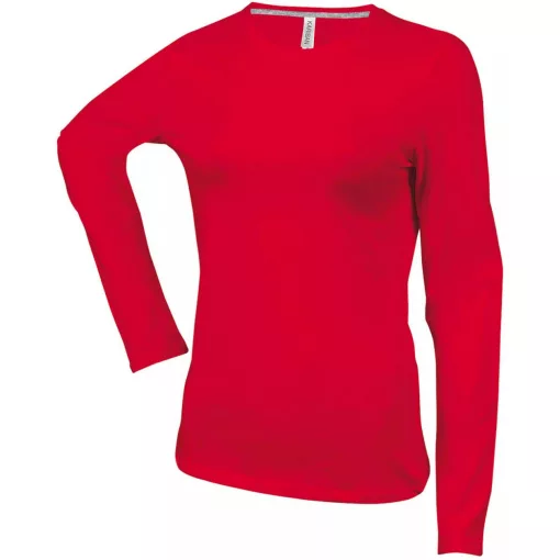 Női póló Kariban KA383 Hosszú Ujjú Környakú póló -2XL, Red