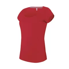   Női póló Kariban KA384 Csónak nyakú Rövid Ujjú póló -2XL, Red