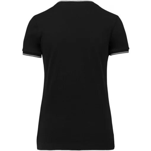 Női póló Kariban KA394 v-nyakú piqué póló -2XL, Black/Light Grey/White
