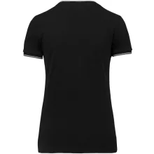 Női póló Kariban KA394 v-nyakú piqué póló -L, Black/Light Grey/White