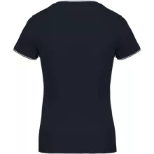 Női póló Kariban KA394 v-nyakú piqué póló -L, Navy/Light Grey/White