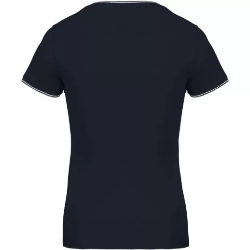 Női póló Kariban KA394 v-nyakú piqué póló -M, Navy/Light Grey/White