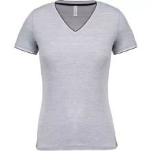 Női póló Kariban KA394 v-nyakú piqué póló -M, Oxford Grey/Navy/White
