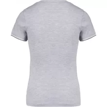 Női póló Kariban KA394 v-nyakú piqué póló -M, Oxford Grey/Navy/White