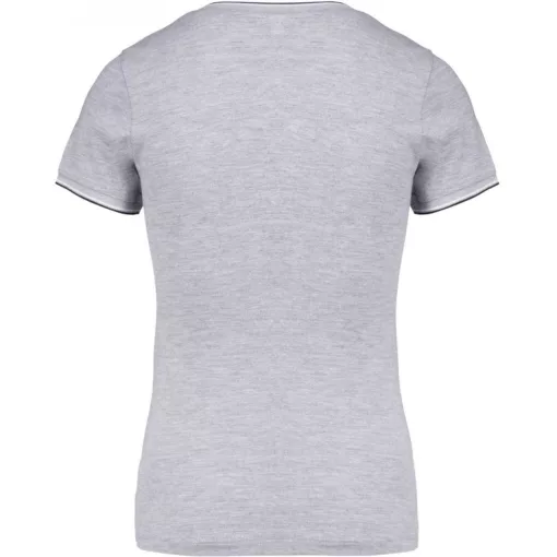 Női póló Kariban KA394 v-nyakú piqué póló -M, Oxford Grey/Navy/White