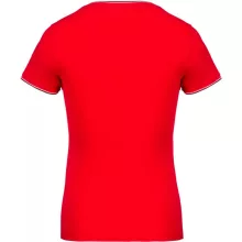 Női póló Kariban KA394 v-nyakú piqué póló -L, Red/Navy/White