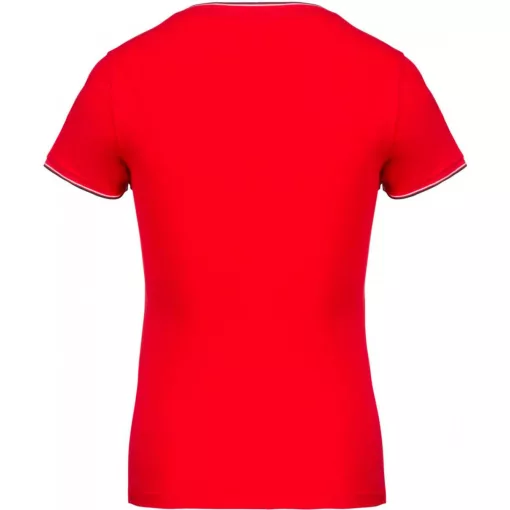 Női póló Kariban KA394 v-nyakú piqué póló -S, Red/Navy/White
