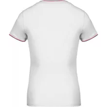 Női póló Kariban KA394 v-nyakú piqué póló -L, White/Navy/Red