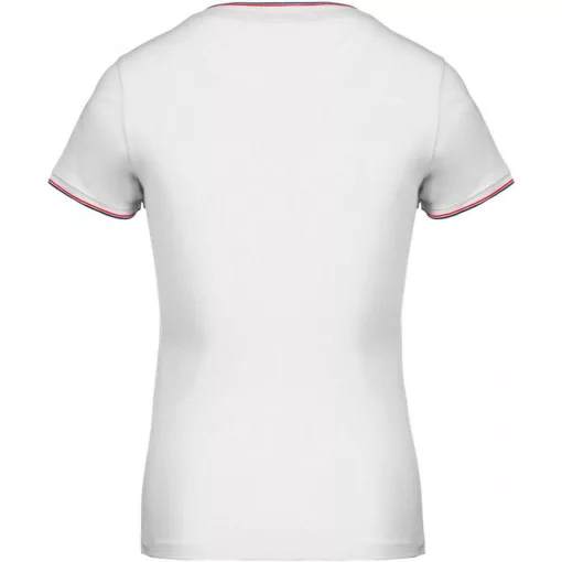 Női póló Kariban KA394 v-nyakú piqué póló -XL, White/Navy/Red