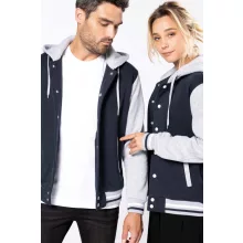 Uniszex pulóver Kariban KA4003 Teddy Jacket With Hood -S, Navy/Oxford Grey/White